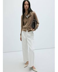 Mango - Knit Cardigan With Contrasting Trims - Lyst