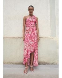 Mango - Asymmetrisches Kleid Mit Animal Print - Lyst