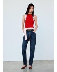 Mango - Ribbed Top With Contrasting Trim - Lyst