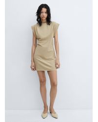 Mango - Knitted Dress With Turn-up Sleeves - Lyst