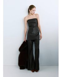 Mango - Wide Leg Faux-Leather Trousers - Lyst