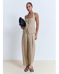 Mango - Linen-Blend Balloon Suit Trousers - Lyst