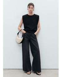 Mango - Short-Sleeved T-Shirt With Shoulder Pads - Lyst
