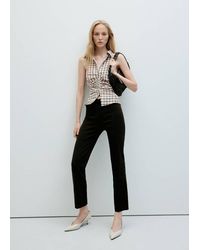 Mango - Checked Shirt With Gathered Detailing - Lyst