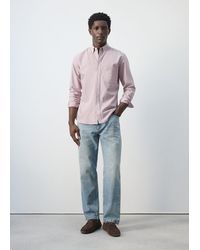 Mango - Gestreiftes Regular-Fit-Oxford-Hemd Aus 100 Baumwolle - Lyst