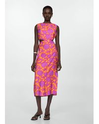 Mango - Printed Dress With Openings - Lyst