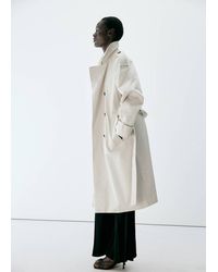 Mango - Long Double-Breasted Trench Coat - Lyst