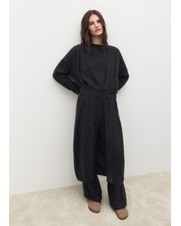 Mango - 100% Cashmere Long Cardigan With Design Charcoal - Lyst