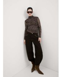 Mango - Ruched Polka Dot T-Shirt - Lyst