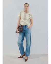 Mango - Striped Cotton T-Shirt - Lyst