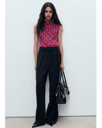 Mango - Blusa Stampata Collo Drappeggiato Viola - Lyst