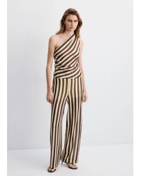 Mango - Striped Openwork Knit Pants - Lyst