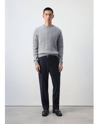 Mango - Straight-Leg Wool-Cotton Blend Trousers - Lyst