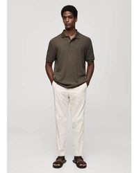 Mango - Ribbed Cotton Knitted Polo Shirt Dark - Lyst