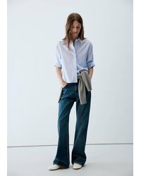 Mango - Striped Shirt With Three-Quarter Sleeves - Lyst