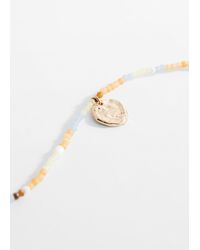 Mango - Beaded Metal Pendant Necklace - Lyst