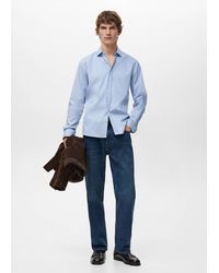 Mango - Regular Fit Striped Cotton Shirt - Lyst