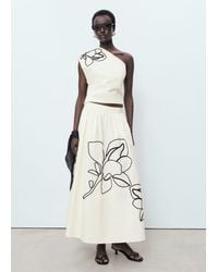 Mango - Asymmetrical Flower-Embroidered Top - Lyst