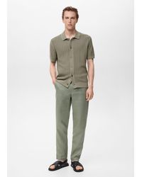 Mango - Camicia 100% Cotone Texture Kaki - Lyst