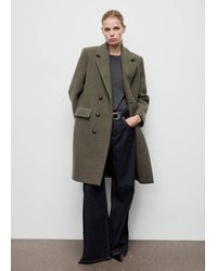 Mango - Double-Breasted Wool Coat - Lyst