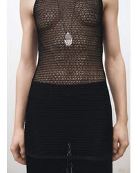Mango - Crystal Pendant Leather Necklace - Lyst