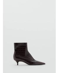 Mango - Kitten Heel Pointed-Toe Ankle Boot - Lyst