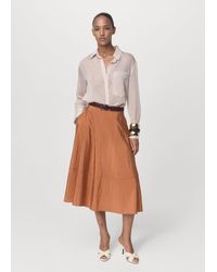 Mango - Midi Satin Skirt - Lyst