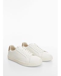 Mango - Contrasting Panel Leather Sneakers - Lyst