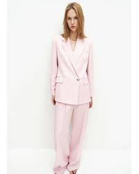 Mango - Linen-Blend Double-Breasted Suit Jacket - Lyst