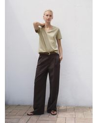 Mango - V-Neck Cotton T-Shirt - Lyst