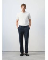 Mango - Slim Fit Linen Lyocell Blend Trousers - Lyst