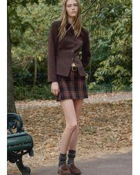 Mango - Short Check Skirt - Lyst