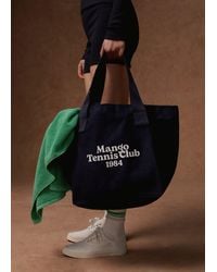Mango - Printed Tote Bag Dark - Lyst