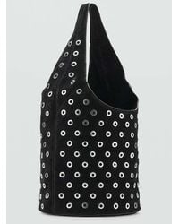 Mango - Leather Drawstring Bag With Eyelets - Lyst