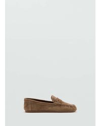 Mango - Suede Penny Loafers - Lyst