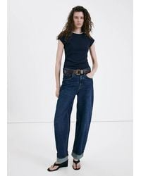 Mango - Cotton T-Shirt With Contrast Piping - Lyst