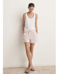 Mango - Two-Piece Cotton Striped Pyjamas With Straps Russet - Lyst