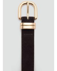 Mango - Suede Leather Belt Chocolate - Lyst