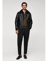 Mango - Shearling-lined Leather-effect Jacket - Lyst