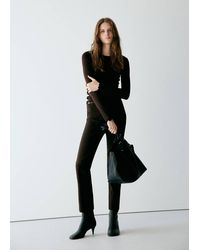 Mango - Ribbed T-Shirt With Scalloped Trim - Lyst