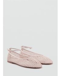 Mango - Crochet Ankle Strap Ballerinas - Lyst