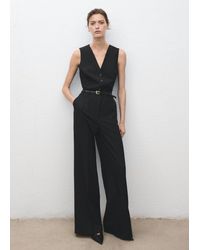 Mango - Pinstripe Jumpsuit With Belt - Lyst
