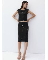 Mango - Midi Sequin Knit Skirt - Lyst
