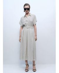 Mango - Polka-Dot Dress With Belt - Lyst