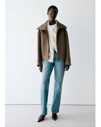 Mango - High-Neck Zip-Up Jacket Marrone Medio - Lyst