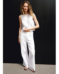 Mango - Straight-Leg Crinkle Trousers With A Mid-Rise - Lyst