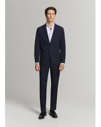 Mango - Camicia Completo Slim-Fit 100% Cotone Quadri Celeste - Lyst