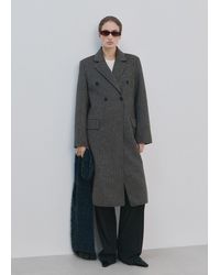 Mango - Manteau En Laine À Double Boutonnage Gris - Lyst