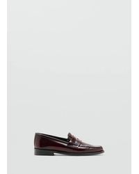 Mango - Gathered Leather Loafers - Lyst