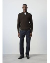 Mango - Fine-Knit Sweater With Zip - Lyst